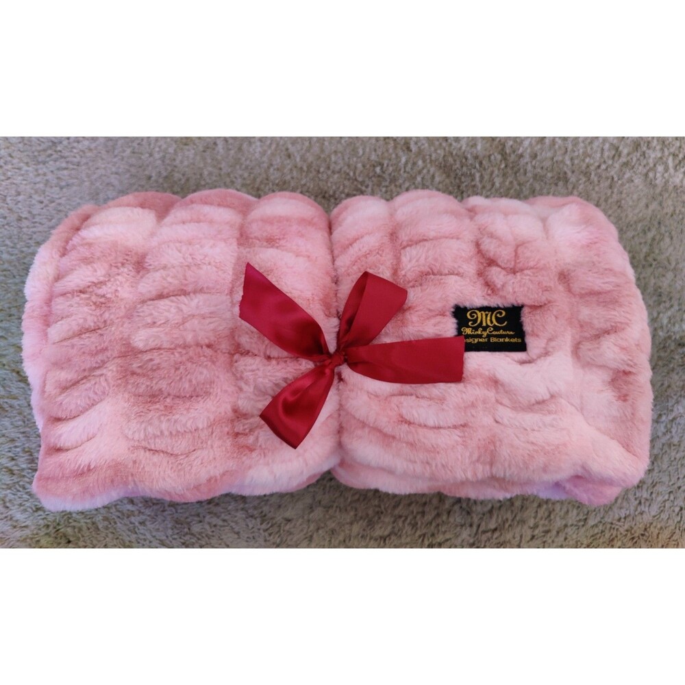Minky Couture Pink Cotton Candy Hugs Designer Blanket Monster Size 60x72 - Clean